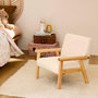 Voir la diapositive 3 : SWEEEK Fauteuil enfant en bois et tissu bouclette blanc. ISAK L 47 x P 43.5 x H 50cm
