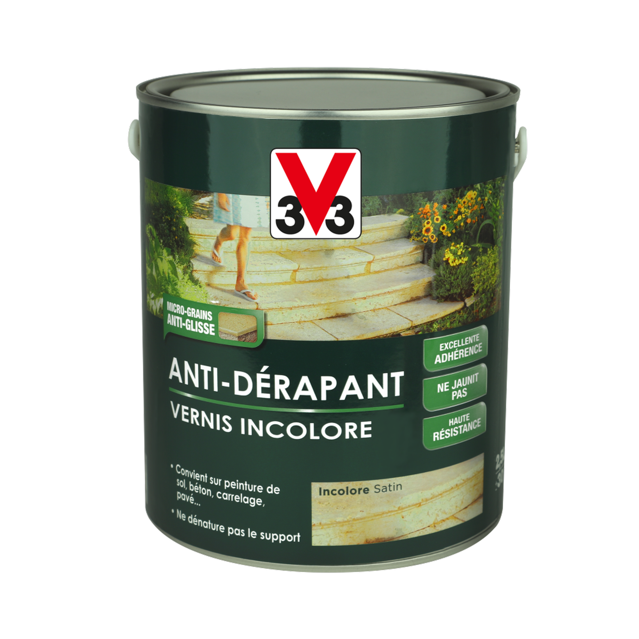 CENTRALE BRICO Vernis antidérapant sol extérieur / intérieur v33 incolore satiné 2.5 l