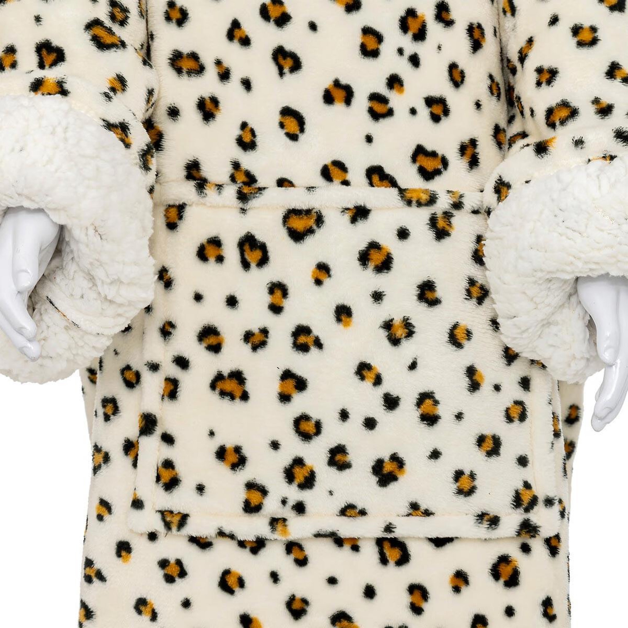 Voir la diapositive 3 : Atmosphera Kids Plaid sweat capuche enfant  léopard  60x95cm ocre