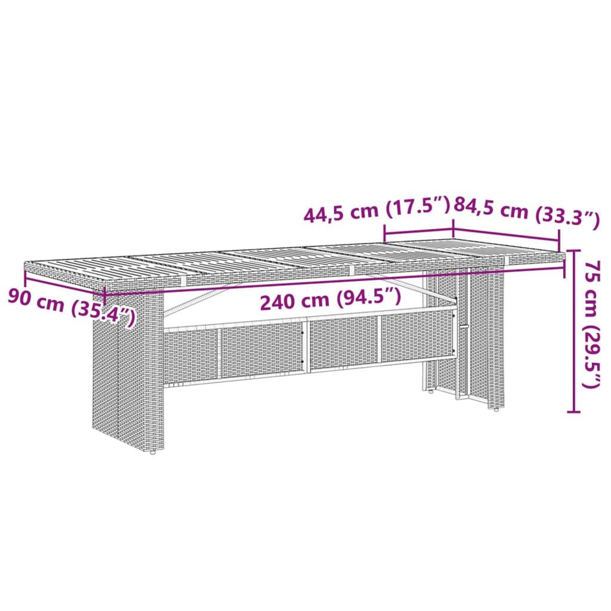 Voir la diapositive 6 : VIDAXL Table de jardin et dessus en bois d'acacia gris resine tressee