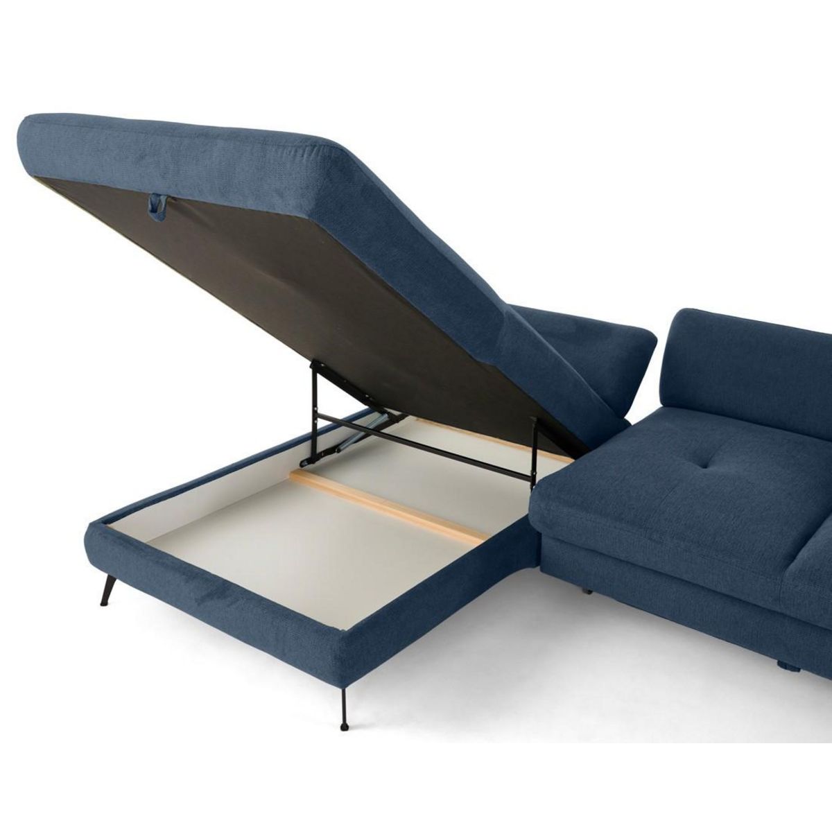 LISA DESIGN Ninon - canapé d'angle gauche 4 places convertible avec coffre en tissu texturé