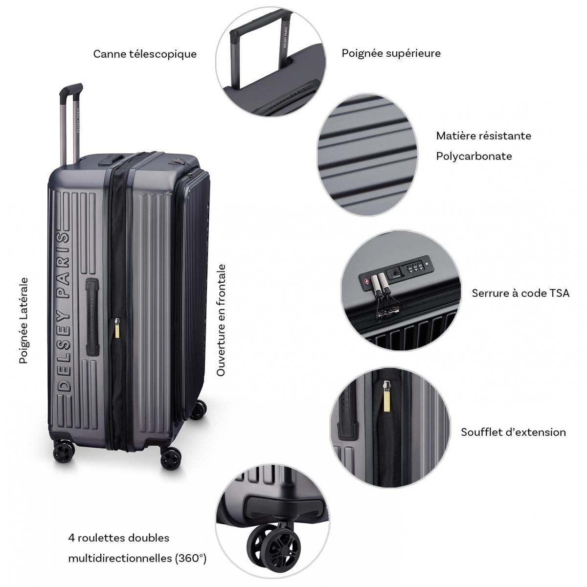 Delsey Grande valise rigide Securitime Zip TSA polycarbonate 76,5cm