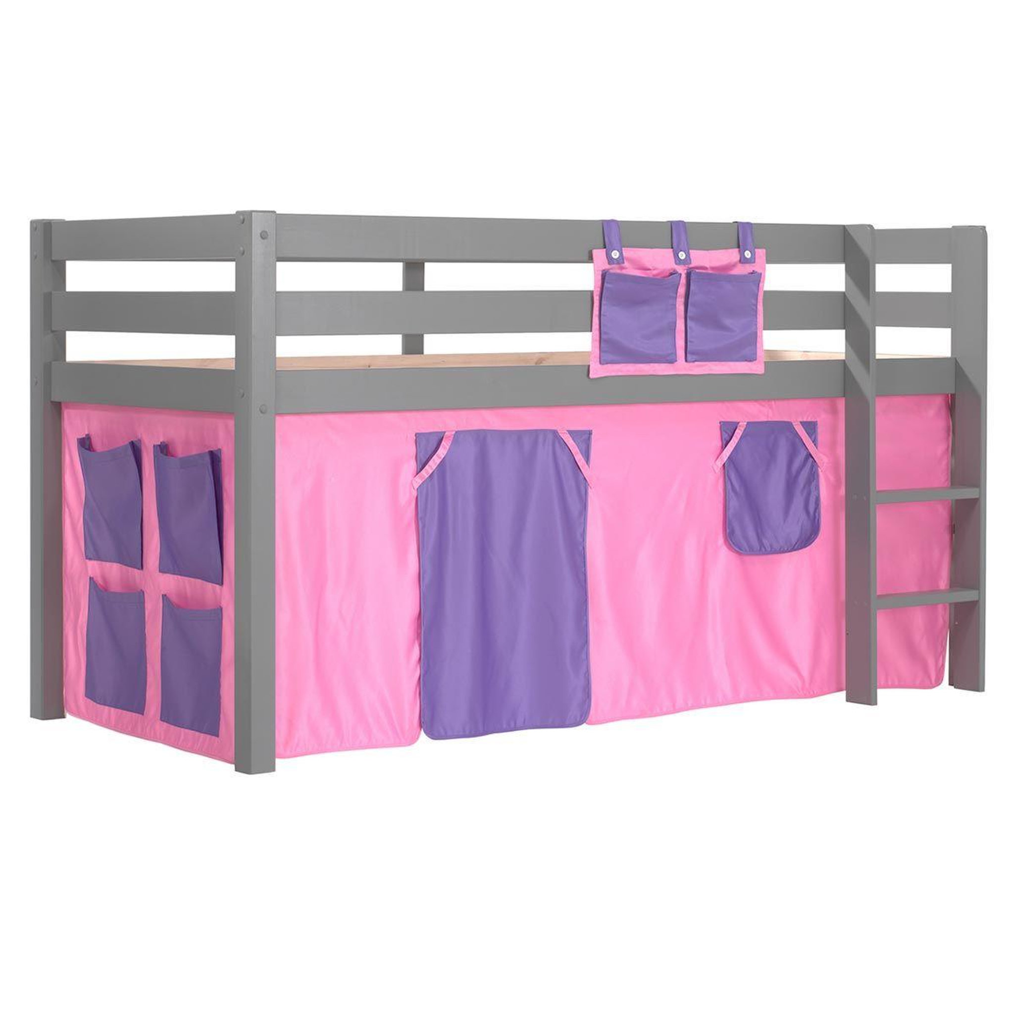 Voir la diapositive 1 : Paris Prix Lit enfant  pino rose  90x200cm gris