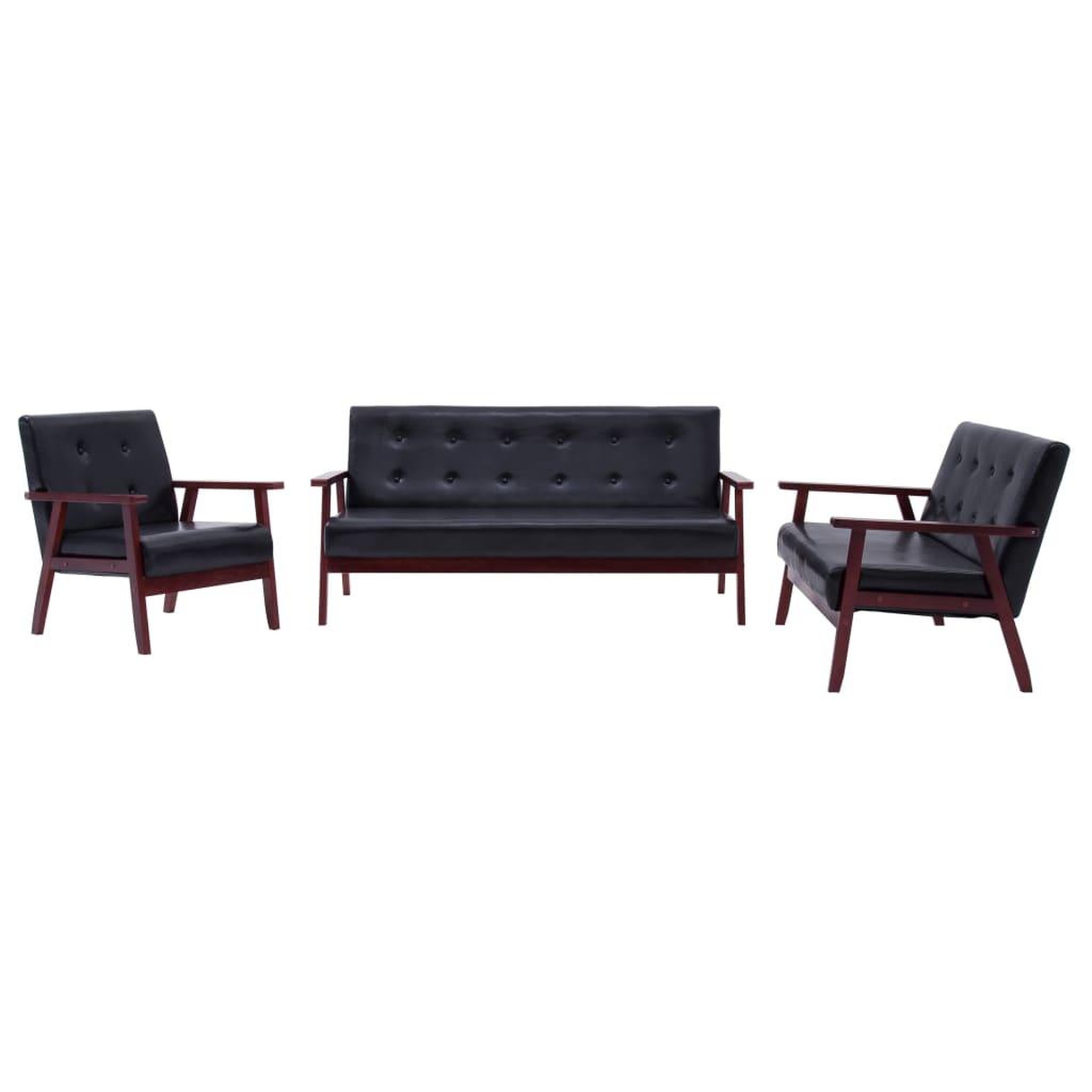 Voir la diapositive 2 : VIDAXL Ensemble de canapes 3 pcs noir similicuir