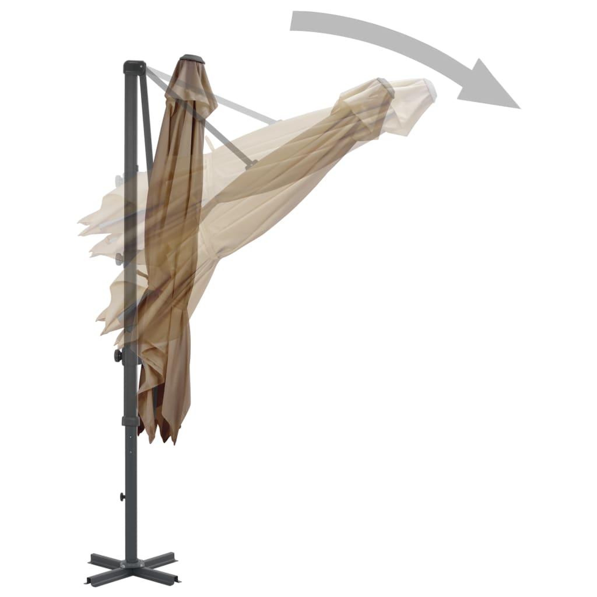Voir la diapositive 4 : VIDAXL Parasol de jardin avec base portable taupe