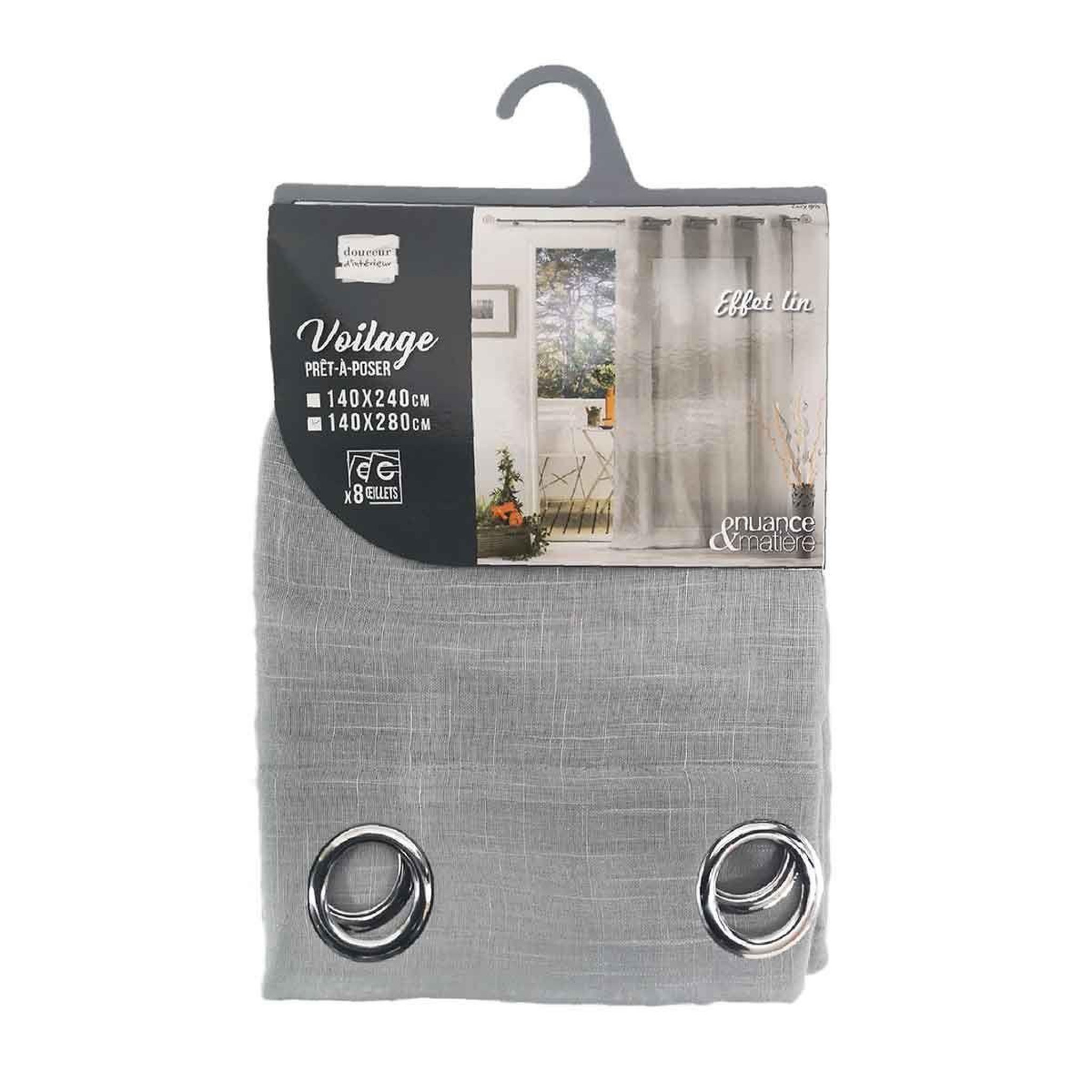 Voir la diapositive 4 : Douceur d'Intérieur Rideau voilage à œillets  zazy  140x280cm gris