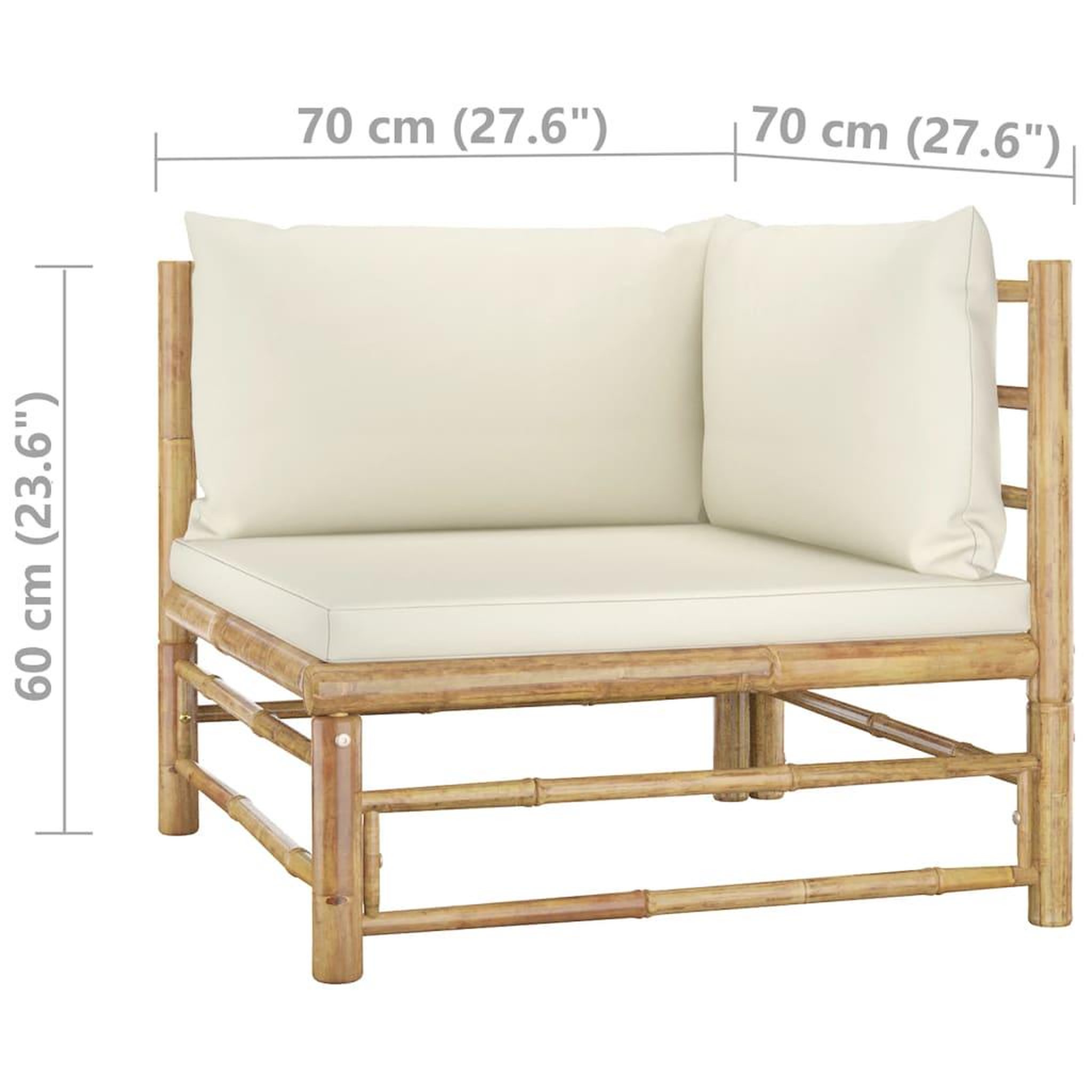 Voir la diapositive 6 : VIDAXL Salon de jardin 5 pcs avec coussins blanc creme bambou