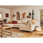 LISA DESIGN Rune - canapé panoramique d'angle droit - 7 places - en velours côtelé. Coloris disponibles : Bleu, Beige, Gris, Vert, Orange