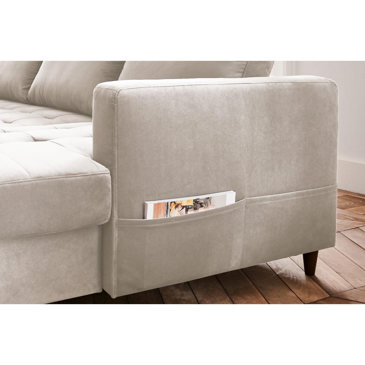 LISA DESIGN Anna - canapé panoramique d'angle gauche - 7 places - convertible avec coffre - en velours