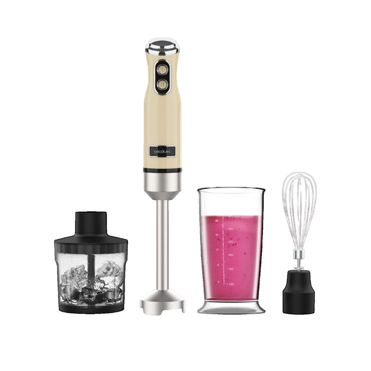CECOTEC Mixeur plongeant Cecotec Power RetroYellow 1200MAX Cream&Crush Jaune