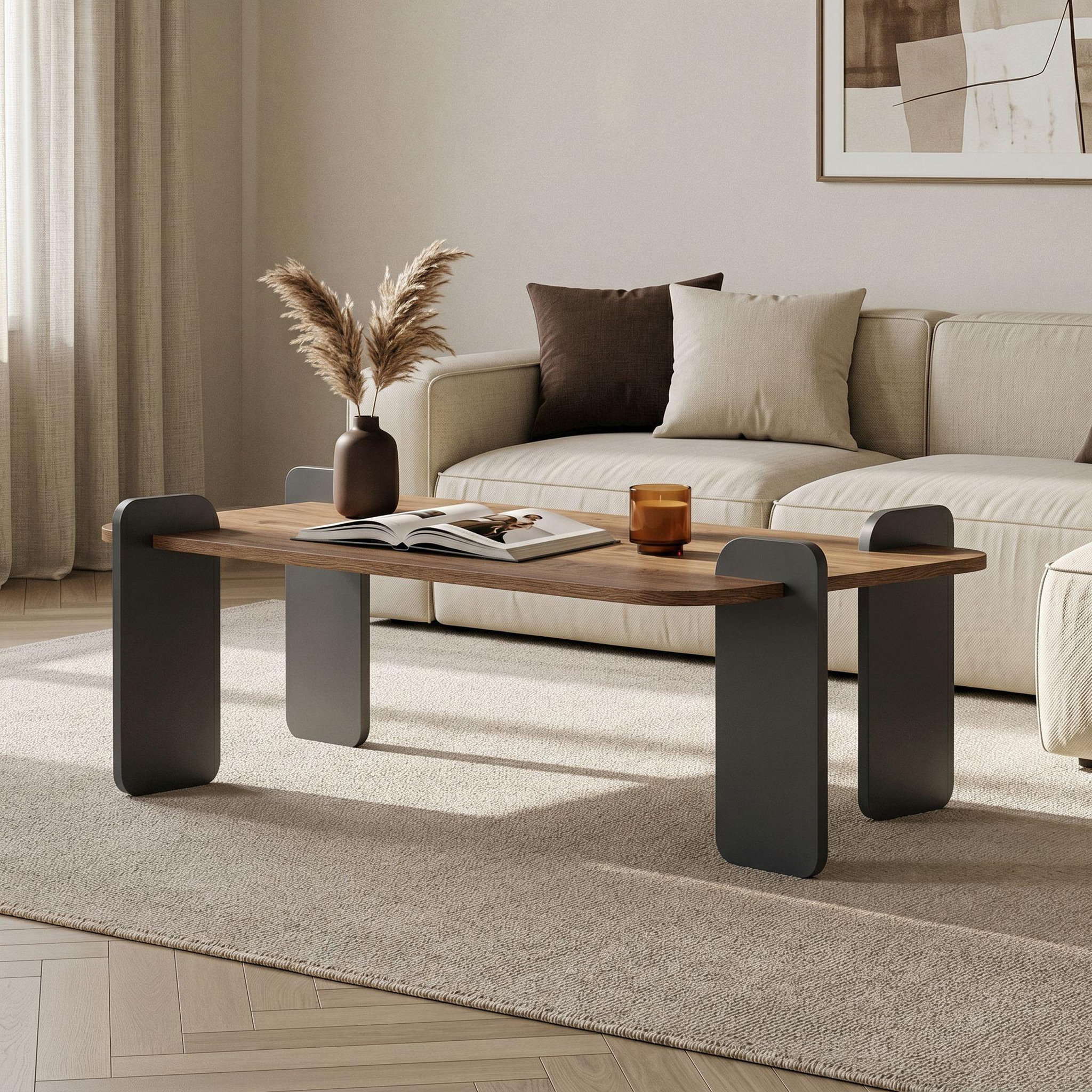 Voir la diapositive 3 : Habitat et Jardin Table basse en bois  renard  - 120 x 60 x 35 cm - marron clair