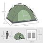 OUTSUNNY Tente de camping pop up 2-3 personnes 2 portes vert kaki montage démontage facile sac de transport inclus fibre verre polyester