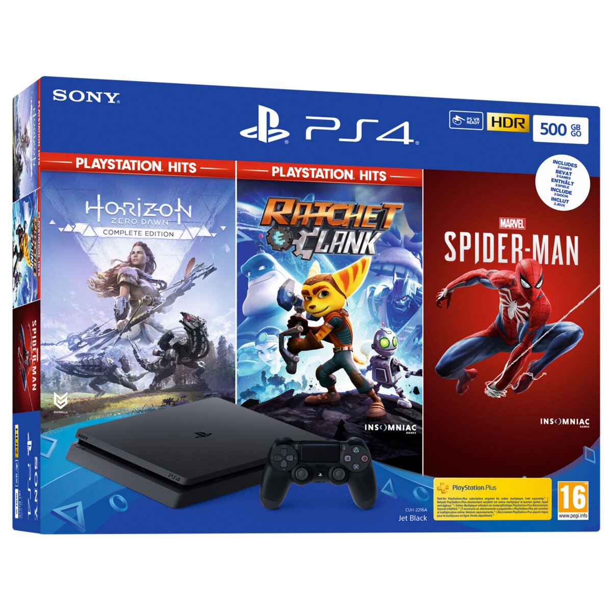 SONY Console PS4 500Go Noire Pack 3 jeux
