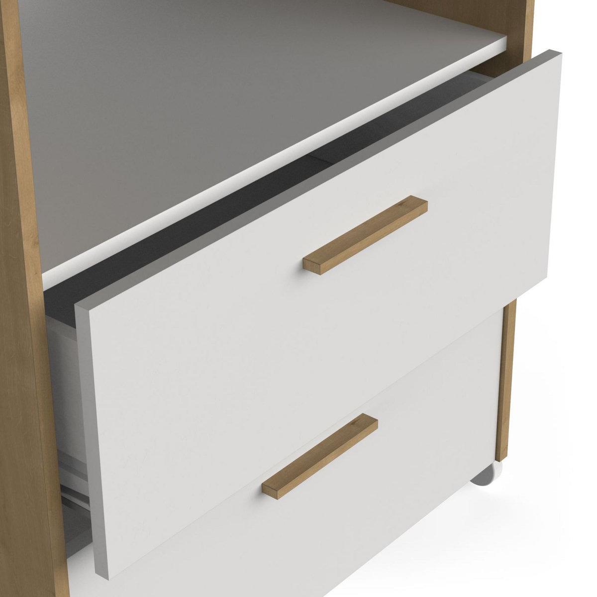 Commode à langer 2 tiroirs 1 niche LILAS