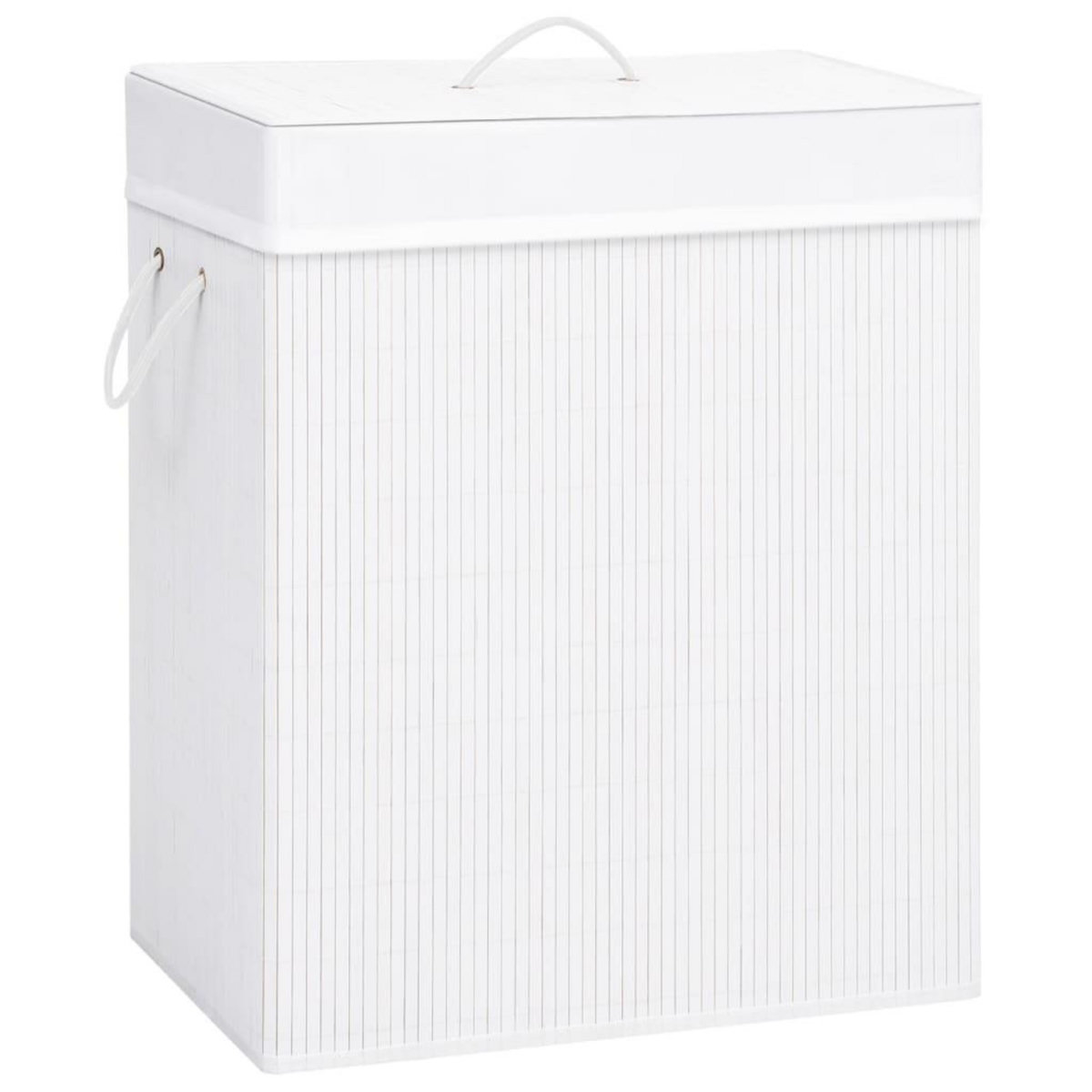 VIDAXL Panier a linge avec une seule section bambou blanc 83 L