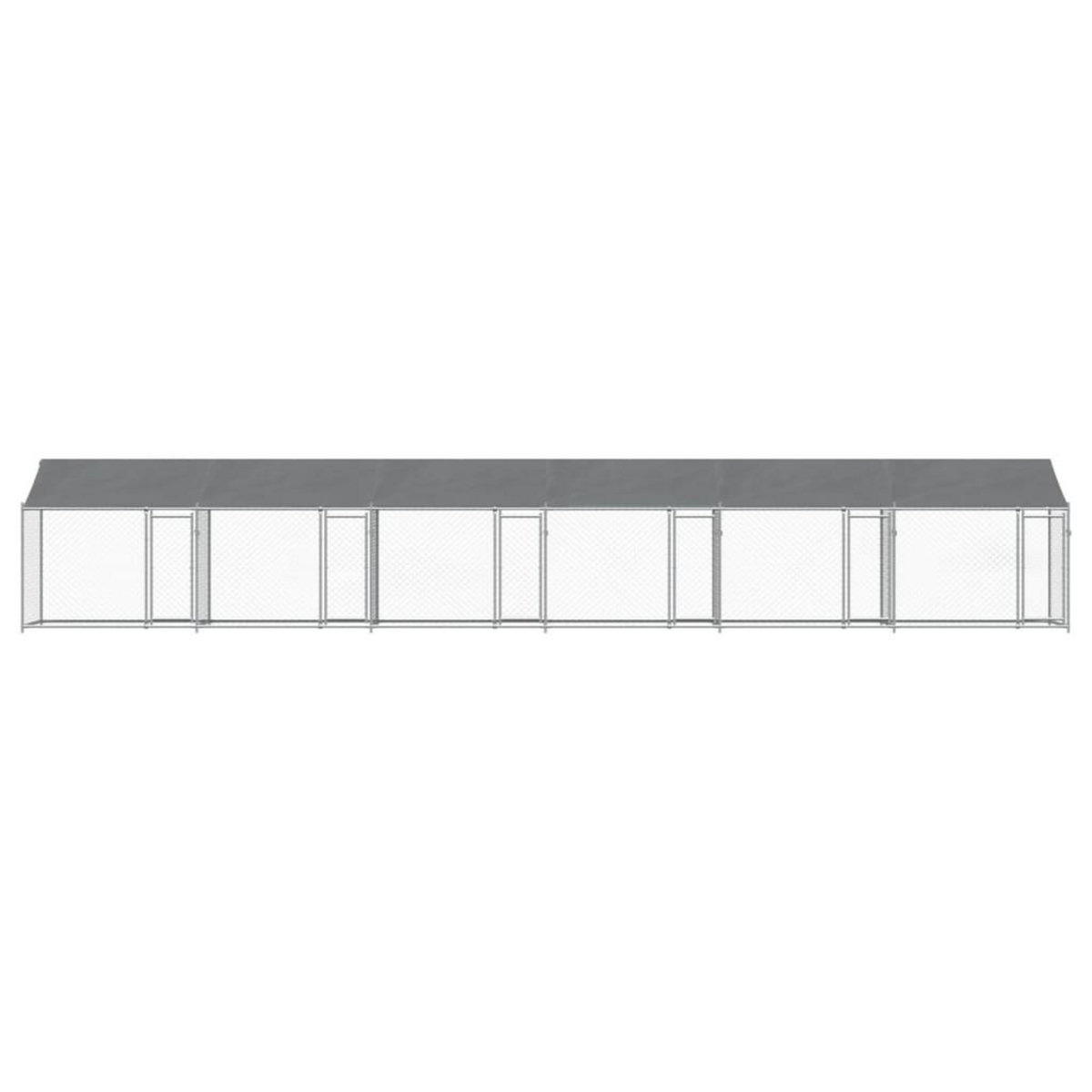 VIDAXL Cage pour chien avec toit/portes gris 12x2x2 m acier galvanise