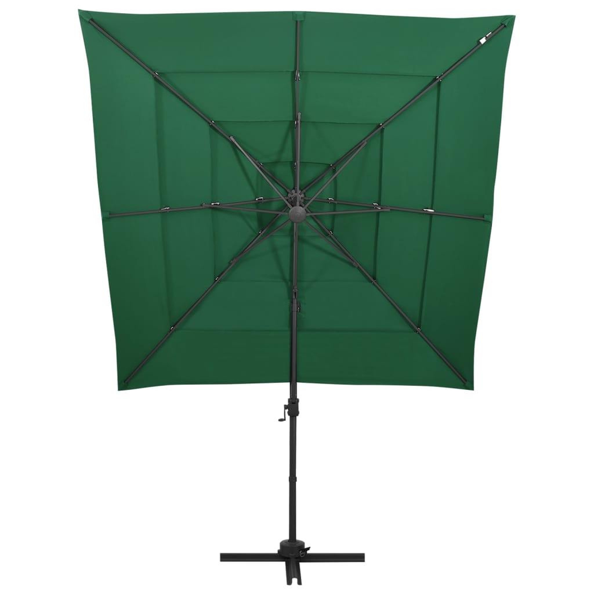 Voir la diapositive 2 : VIDAXL Parasol de jardin a 4 niveaux avec mat en aluminium vert