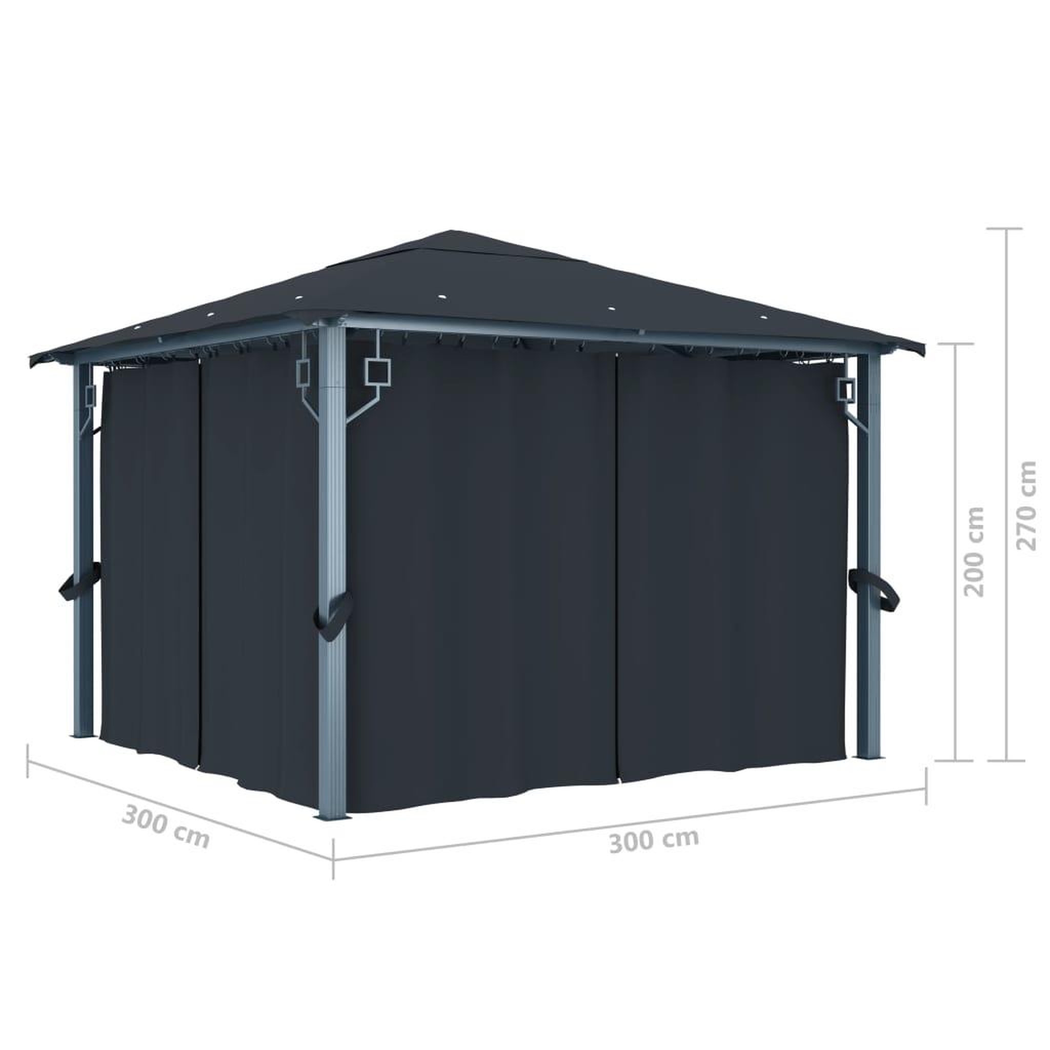 Voir la diapositive 6 : VIDAXL Tonnelle avec rideau et lumieres LED 3x3 m Anthracite Aluminium