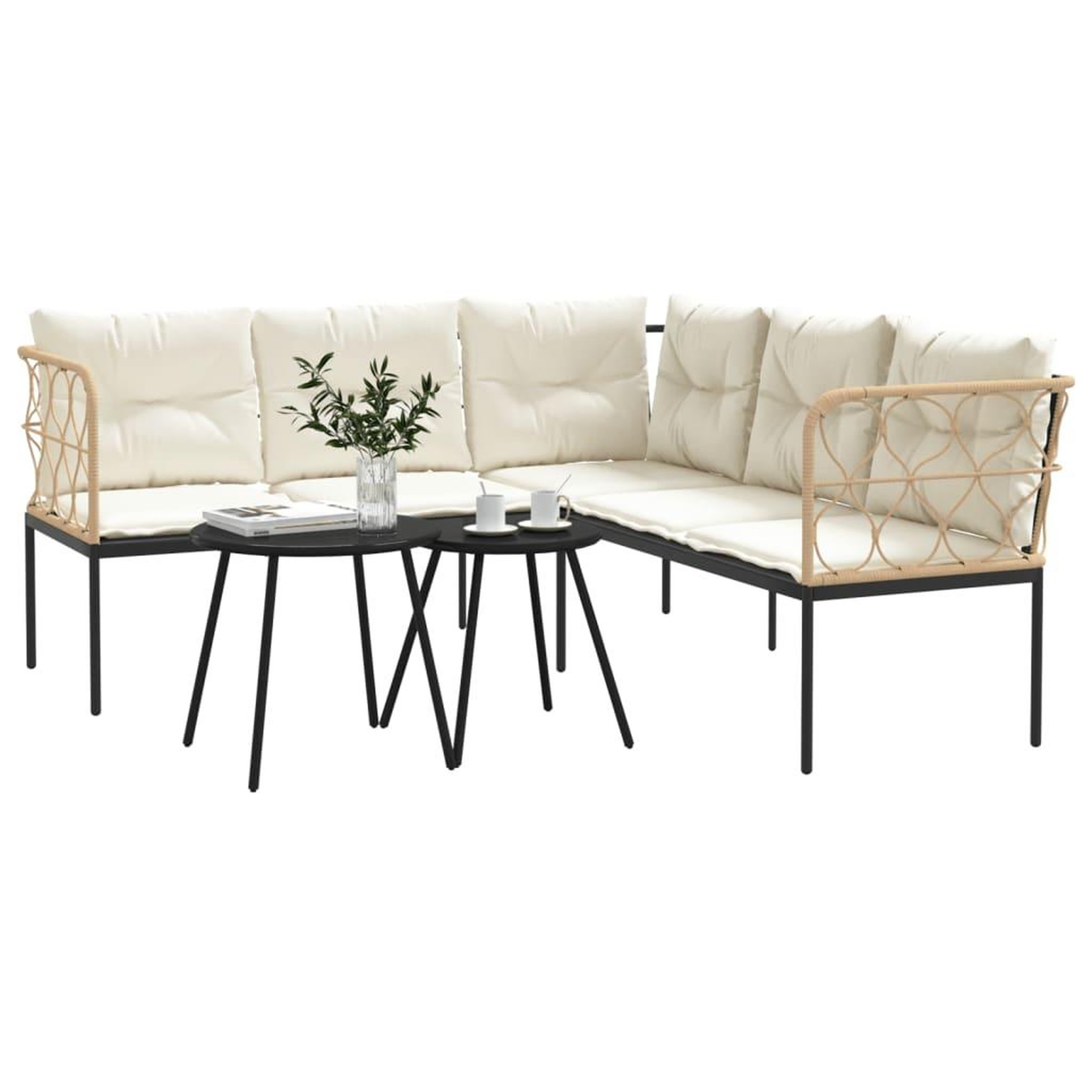 Voir la diapositive 4 : VIDAXL Ensemble de canapes de jardin et coussins noir acier textilene