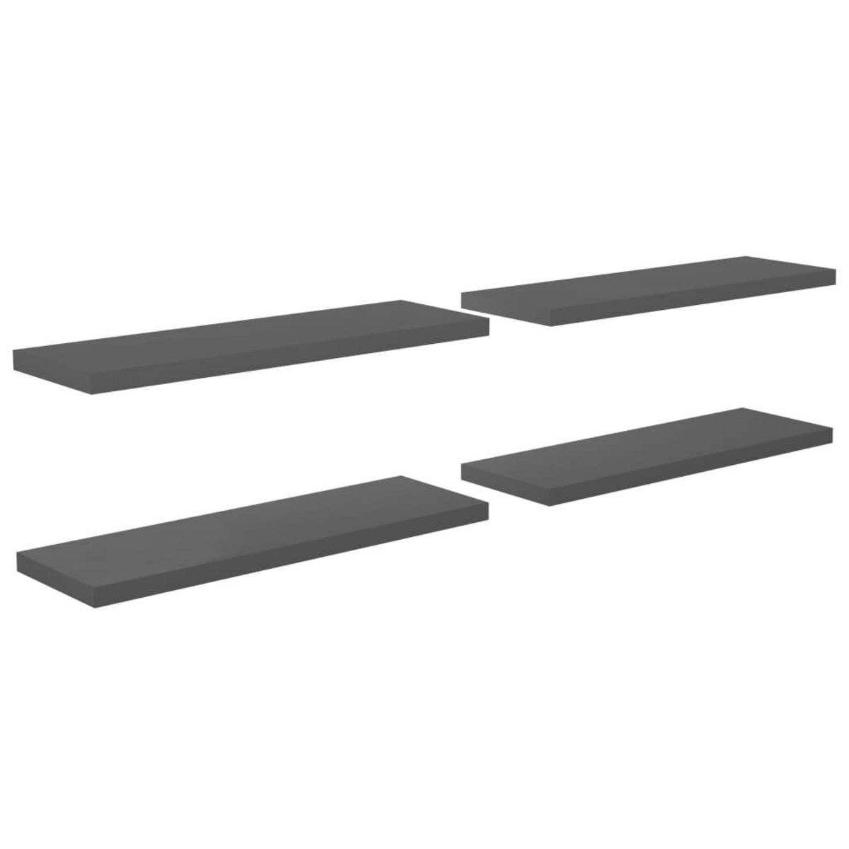 VIDAXL Etageres murales flottantes 4 pcs gris brillant 120x23,5x3,8 cm