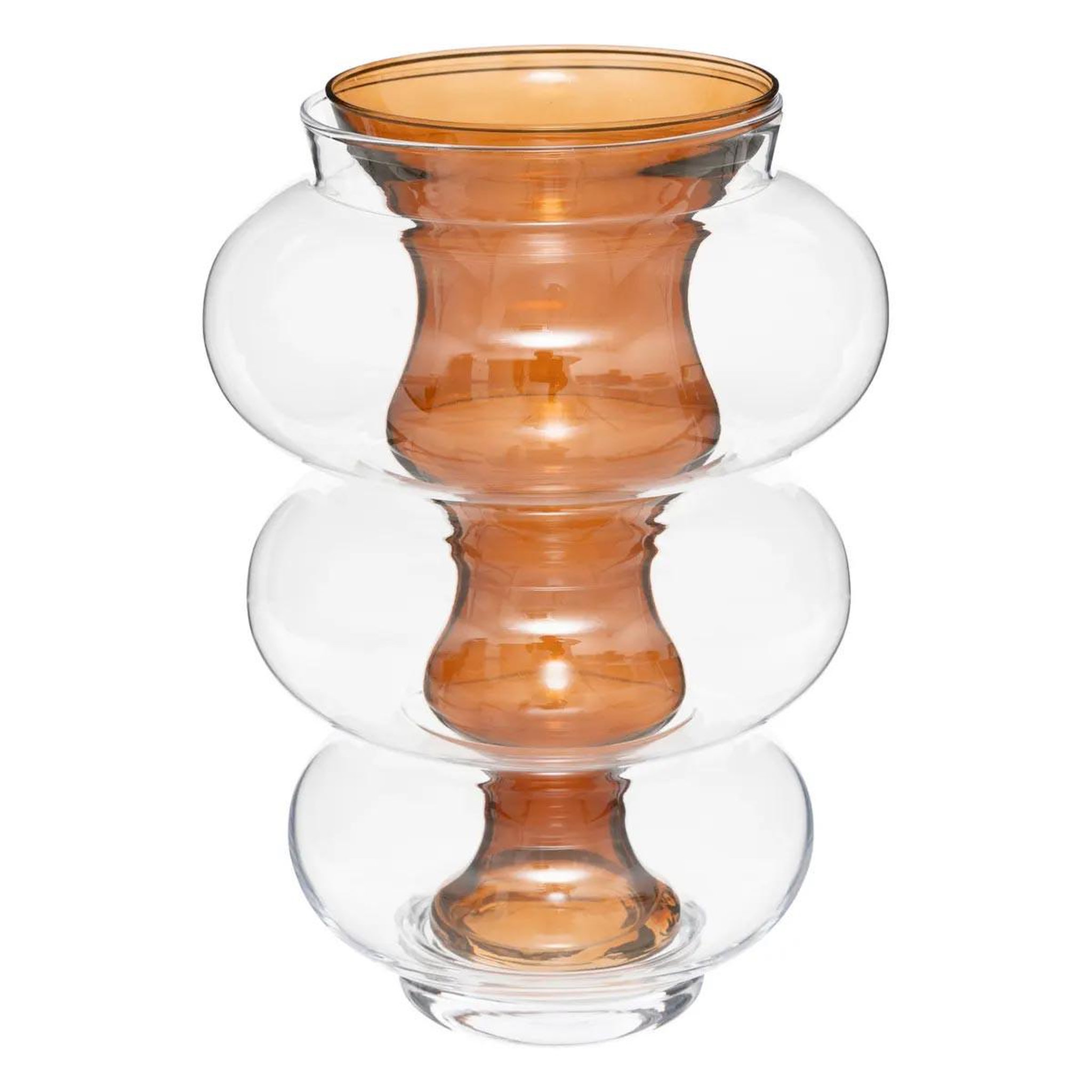 ATMOSPHERA Vase double en verre  matali  36cm ambre