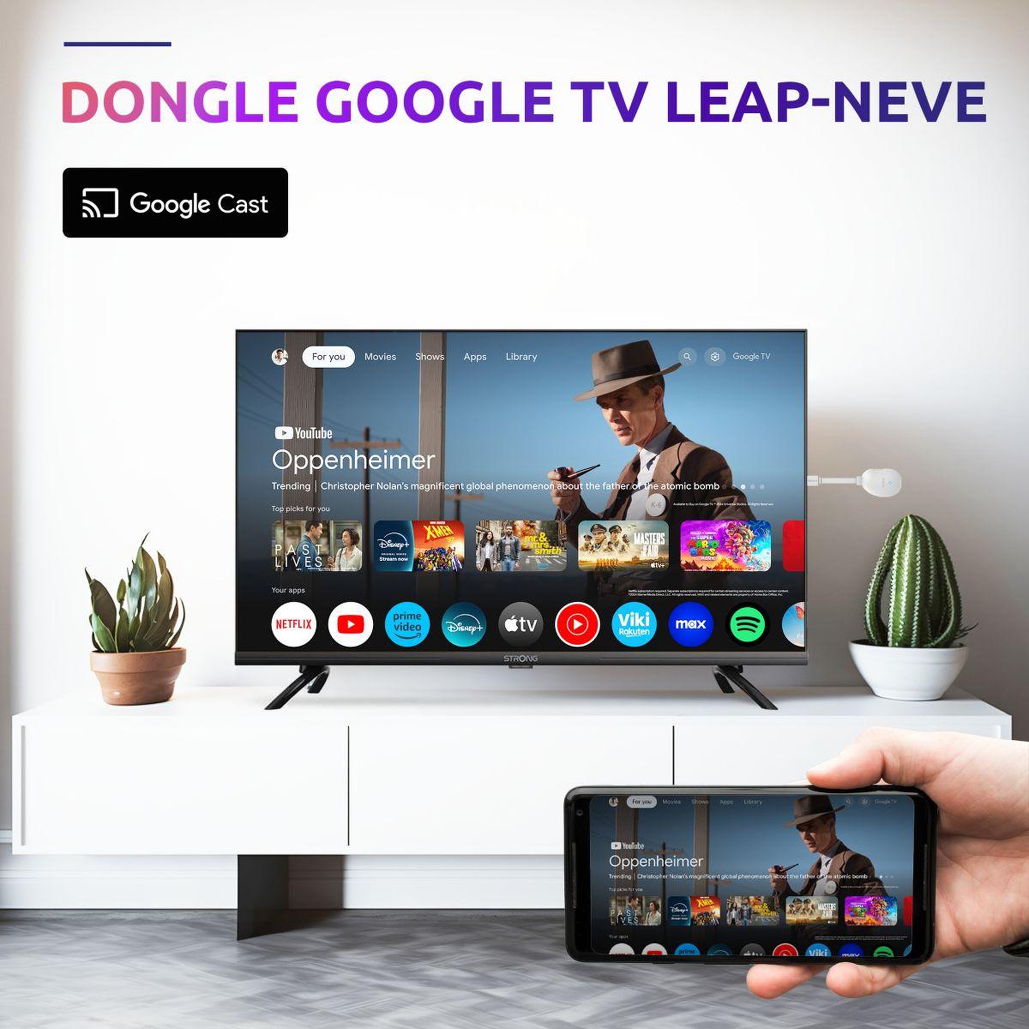 Voir la diapositive 3 : Strong Passerelle multimédia leap-neve stick google tv 4k chromecast