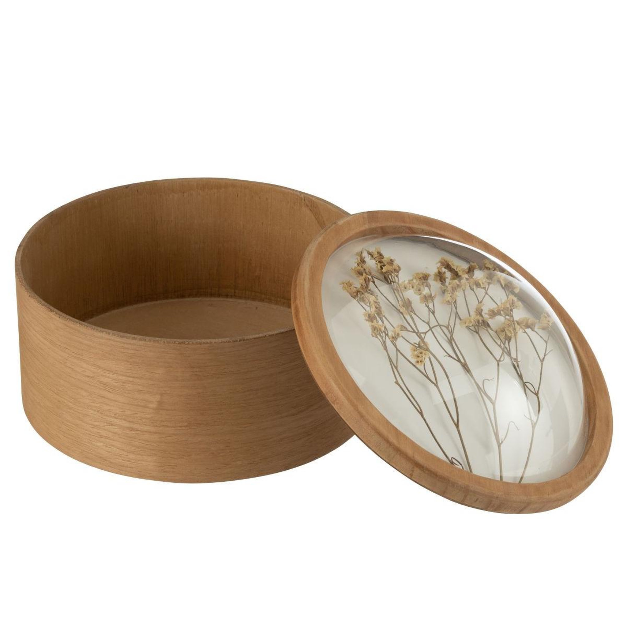 Voir la diapositive 2 : J-LINE Boîte déco en bois  cereal  20cm naturel