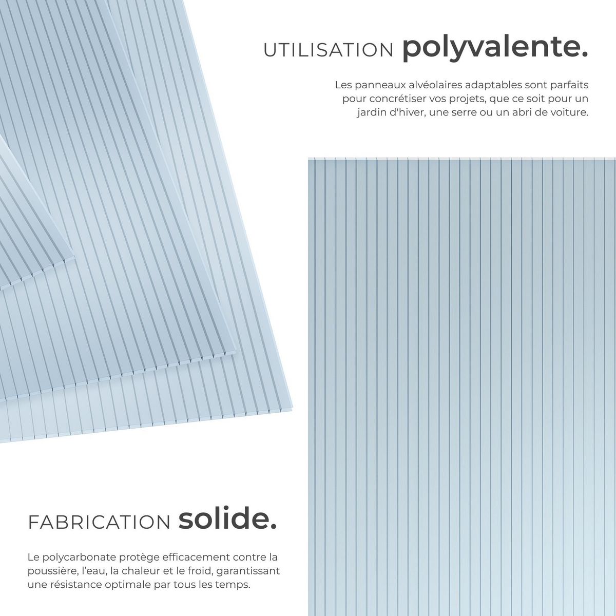 tectake Lot de 10 plaques doubles paroi 7,32 m² surface totale découpable blanc transparent