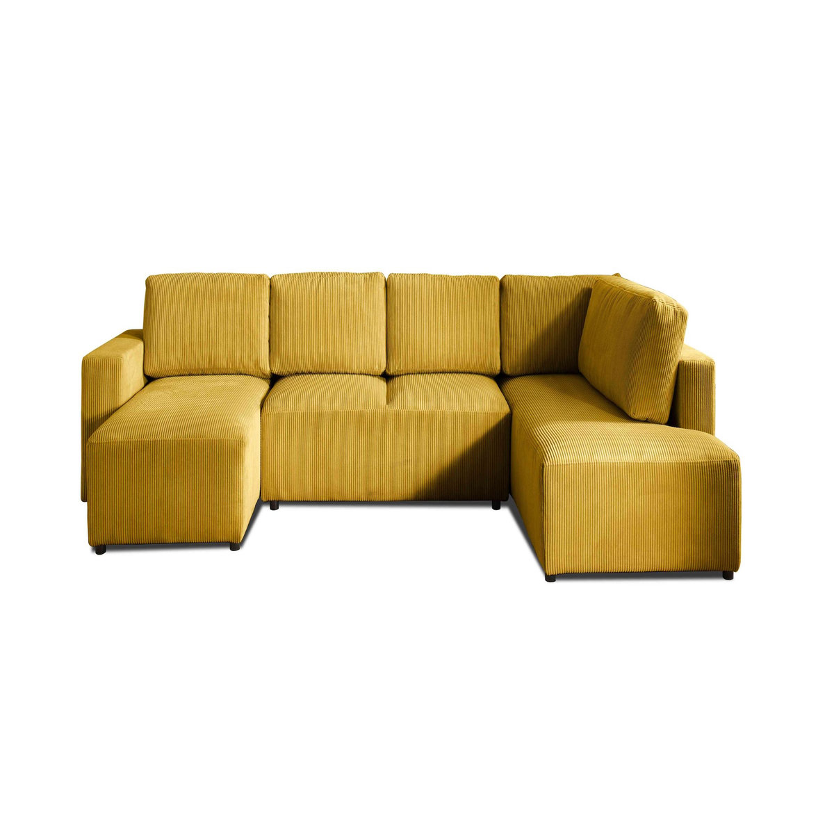 LISA DESIGN Livy - canapé panoramique convertible - avec coffre - en velours côtelé - 7 places - droit