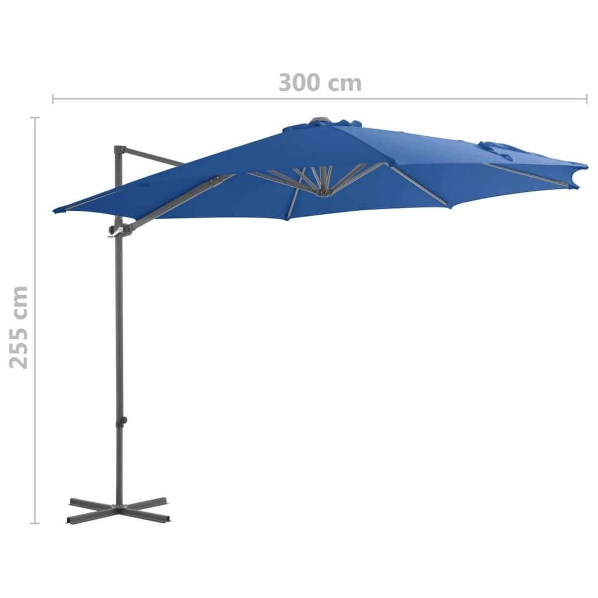 VIDAXL Parasol de jardin en porte-a-faux avec mat en acier bleu azure