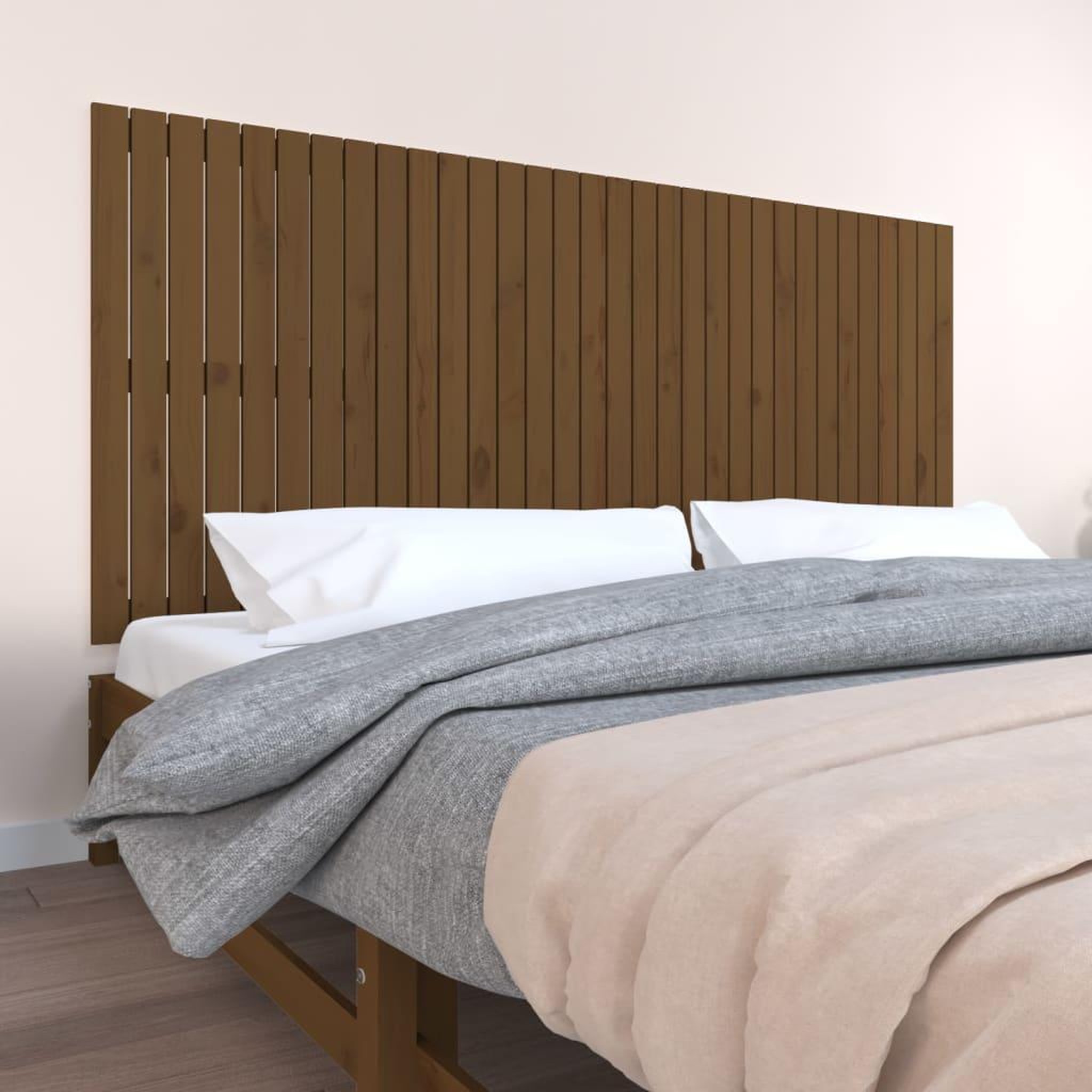 Voir la diapositive 1 : VIDAXL Tete de lit murale Marron miel 204x3x90 cm Bois massif de pin