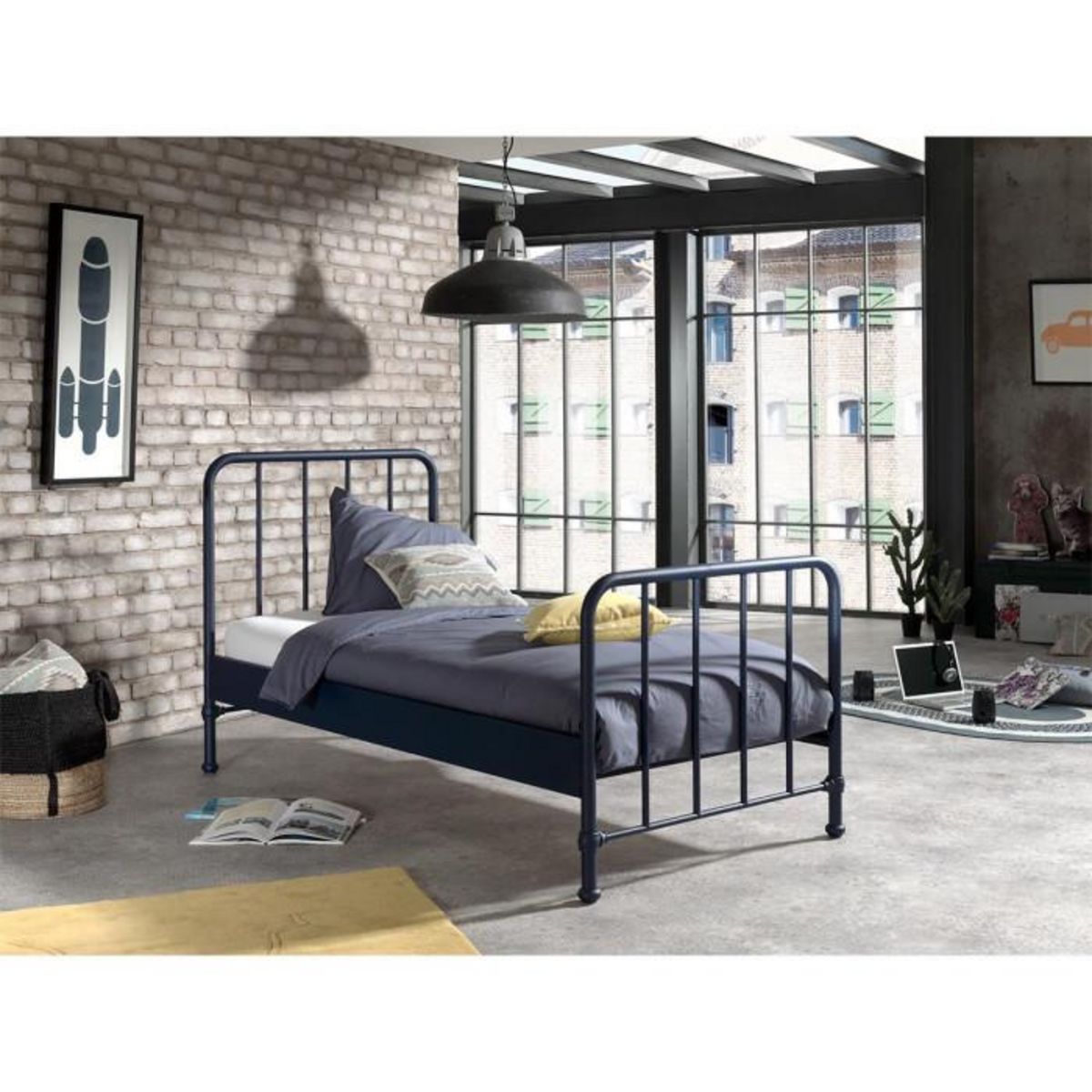 Paris Prix Lit Enfant  Bronxx  90x200cm Bleu Mat