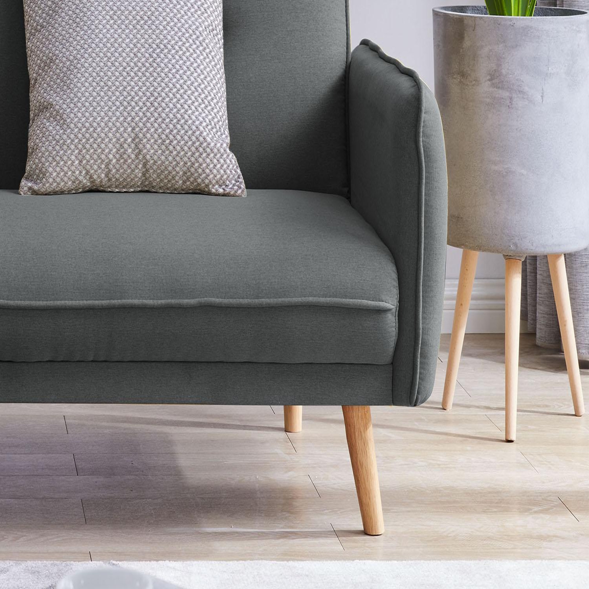 Voir la diapositive 6 : CONCEPT USINE Canapé scandinave convertible 3 places en tissu gris foncé nora