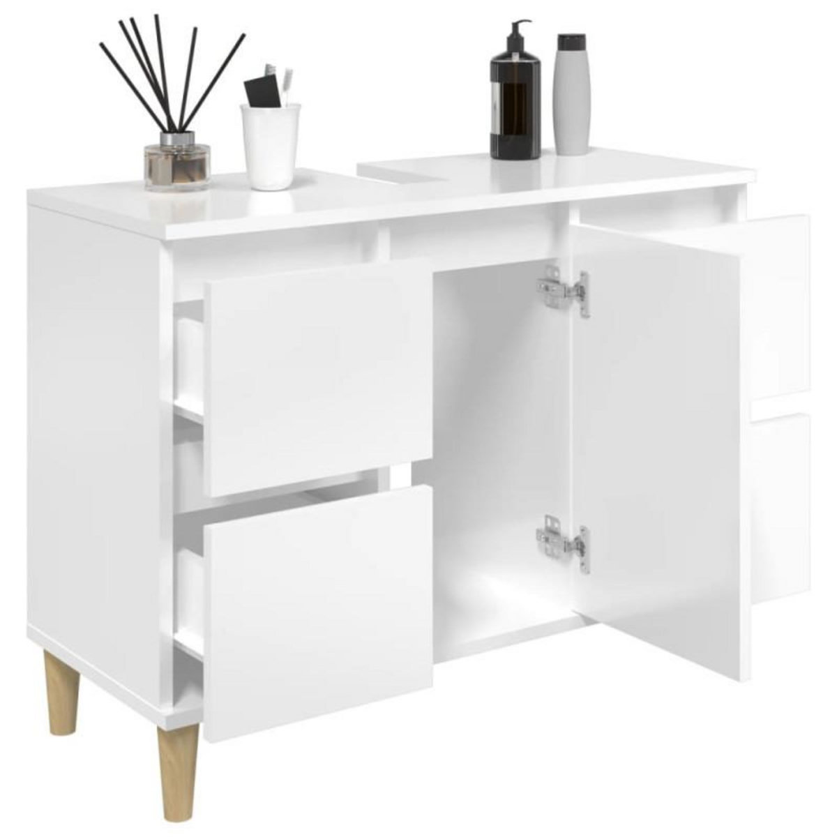 VIDAXL Meuble d évier blanc brillant 80x33x60 cm bois d ingénierie