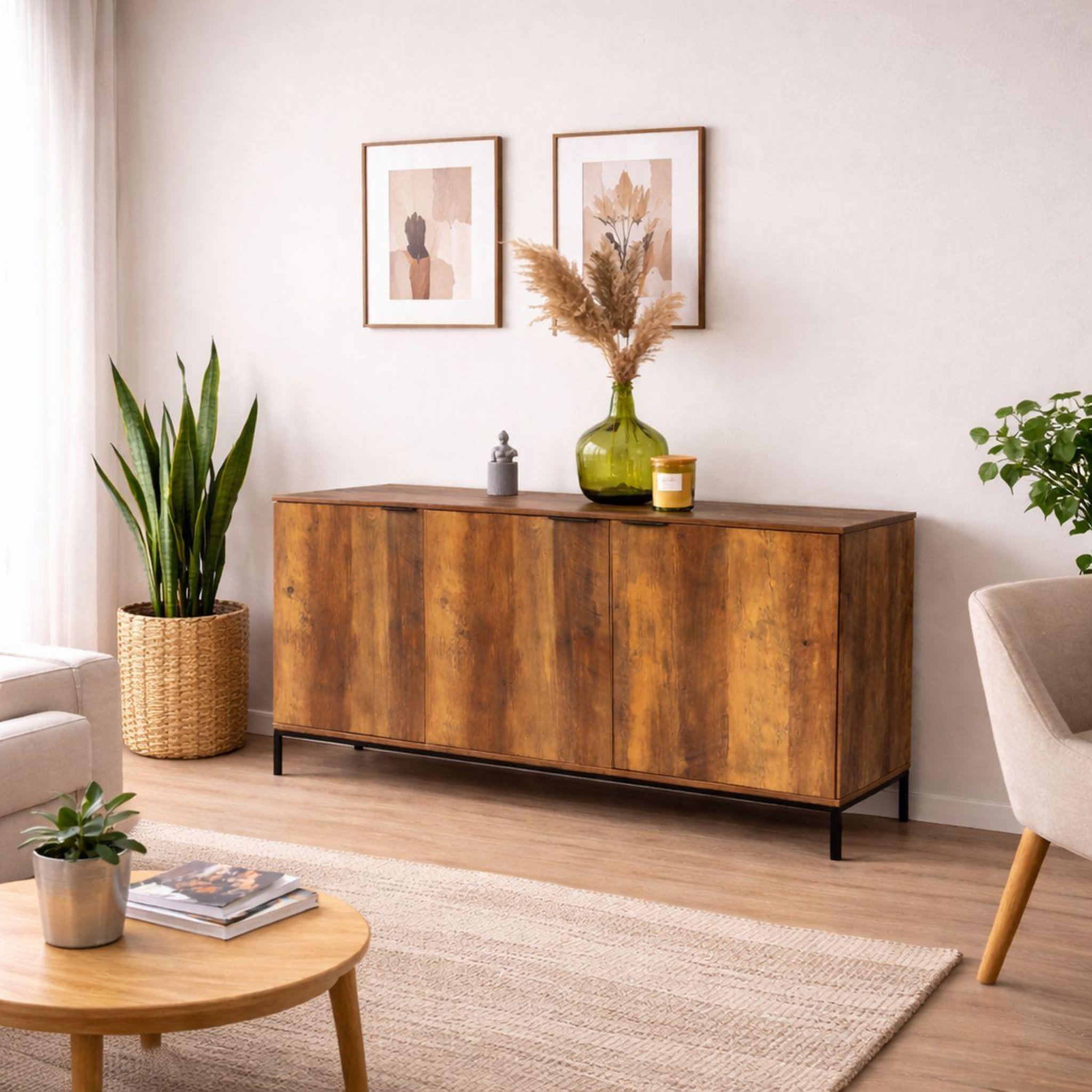 Voir la diapositive 2 : DIVERS Buffet 3 portes effet noyer joya - marron