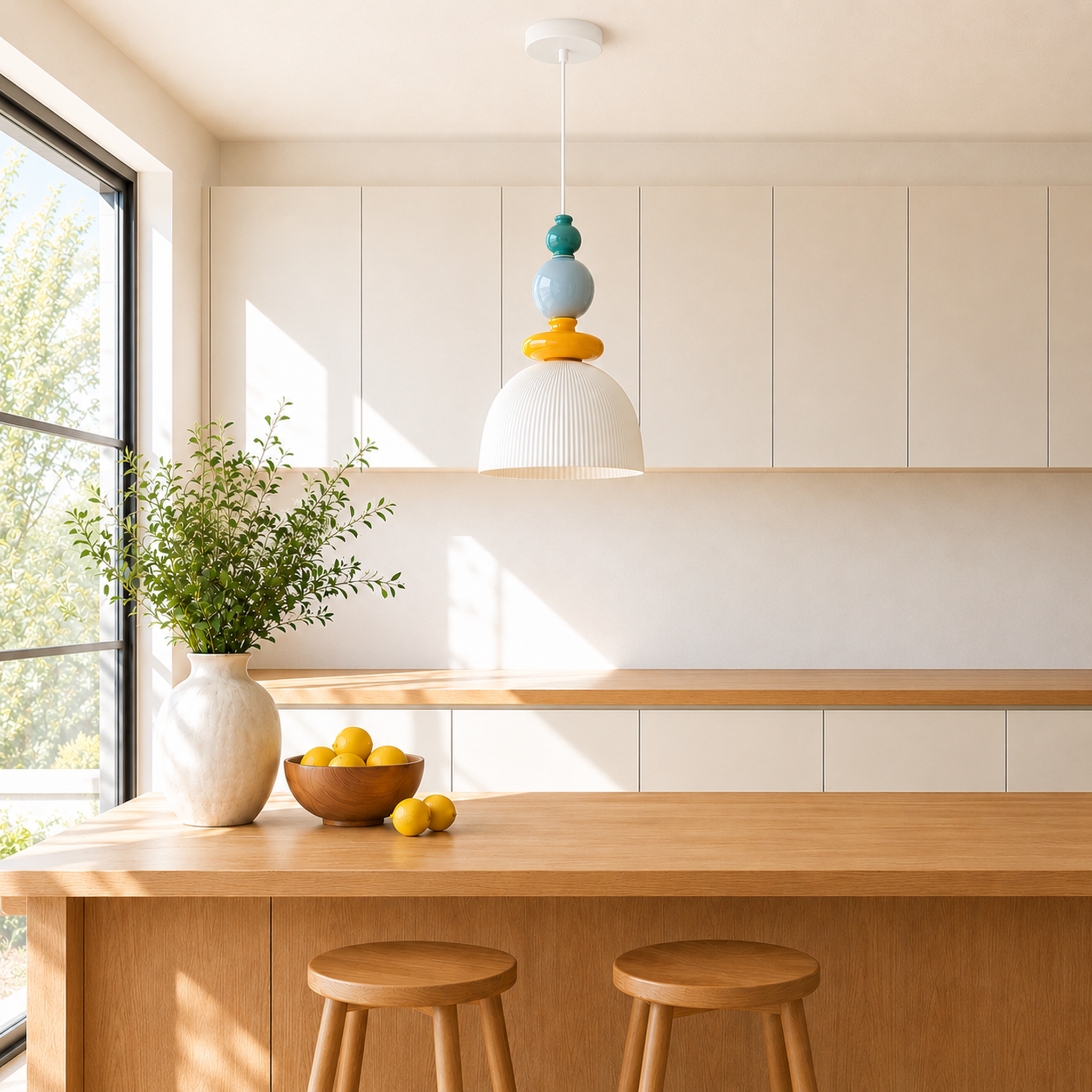 Voir la diapositive 5 : MAISON PAVANE Suspension en céramique multicolore d24,2 cm-pili