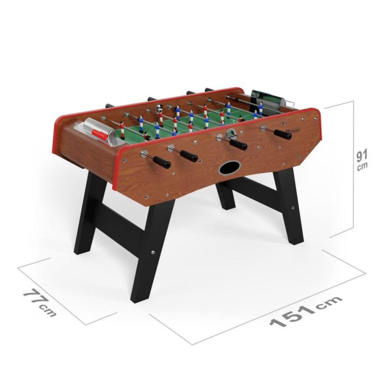 PLAY4FUN Baby-foot CLASSIC type Bistrot - 151 x 77 x 91 cm - Table de Baby-foot avec barres télescopiques et Balles Lièges Inclus