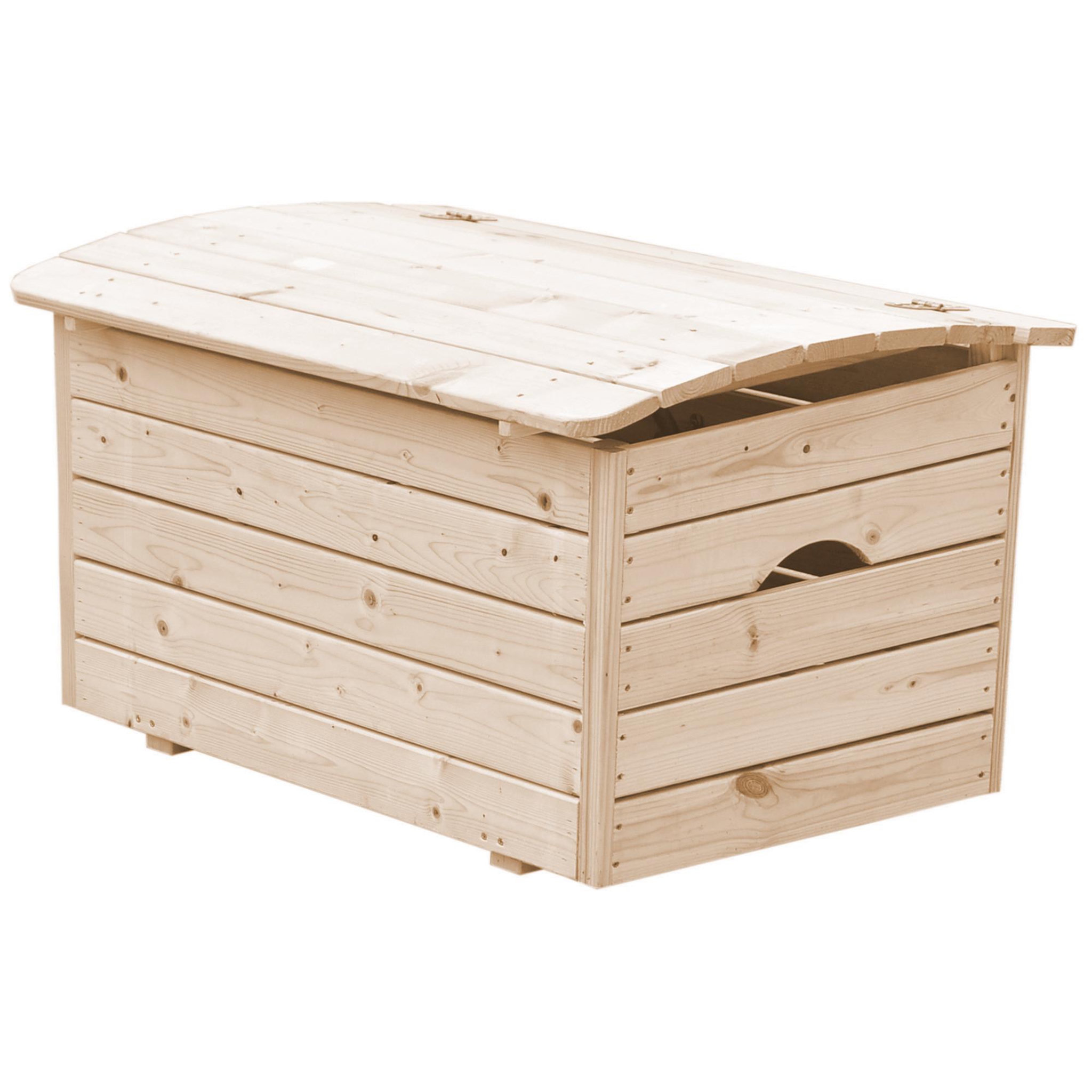 Voir la diapositive 6 : TIMBELA Coffre à jouets en bois pour enfants - coffre en bois pour jardin 80 x 50 x h47 cm m034-1