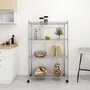 Voir la diapositive 1 : VIDAXL Etagere de rangement 4 niveaux et roues 90x35x142 cm chrome