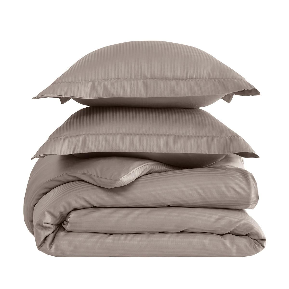 Sensei Maison Parure housse de couette rayée satin + 2 taies 50x70 cm VERSALUXE