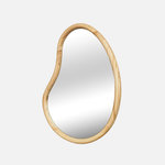 SWEEEK Miroir organique en bois de sapin 65cm épaisseur 3cm idéal entrée, chambre ou salle de bain. Coloris disponibles : Marron, Beige