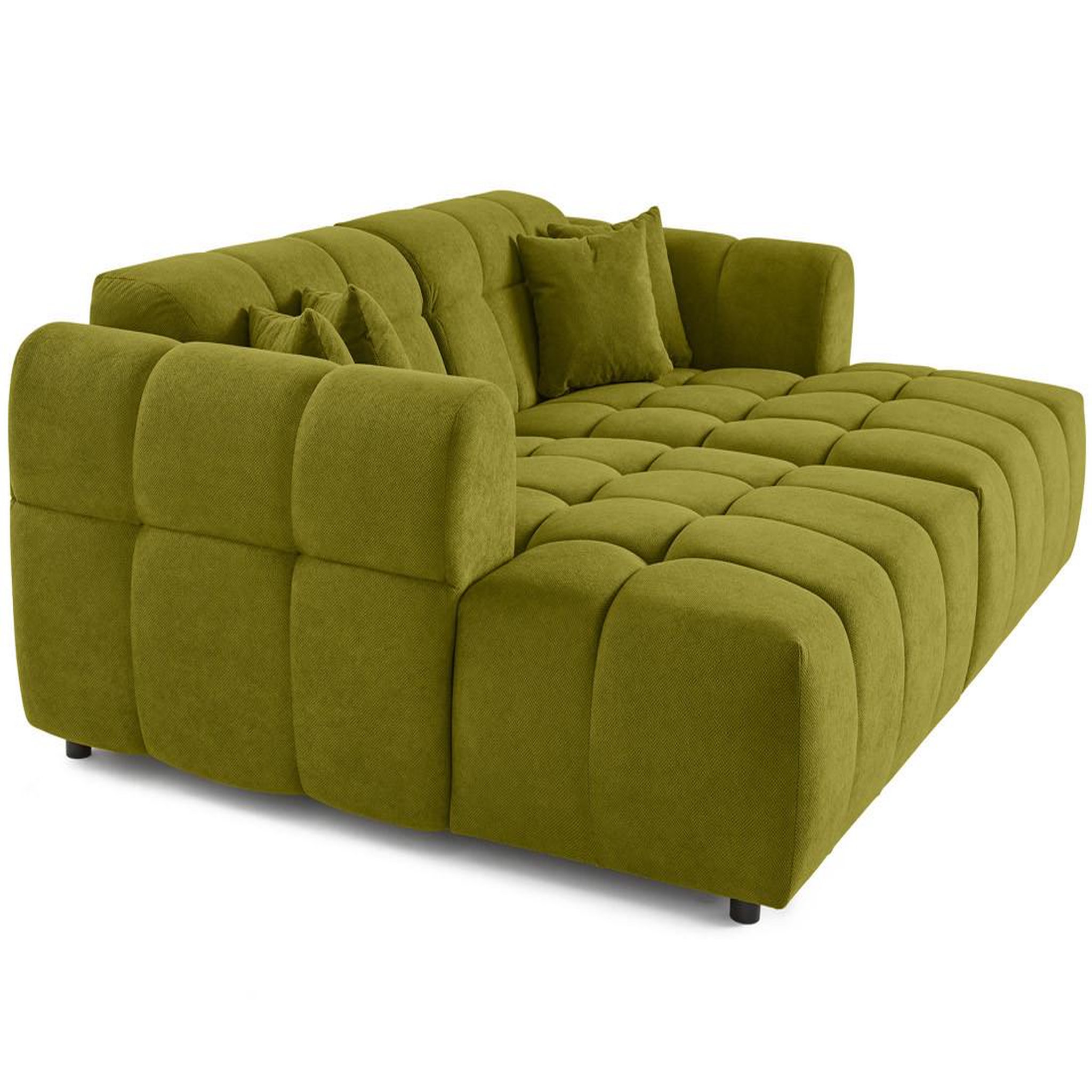 Voir la diapositive 2 : BEST MOBILIER Ray - canapé droit 4 places avec double méridienne - assise profonde - en tissu texturé