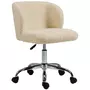 HOMCOM Chaise de bureau design - hauteur réglable, pivotante - piètement acier chromé revêtement effet laine bouclée terre de sienne