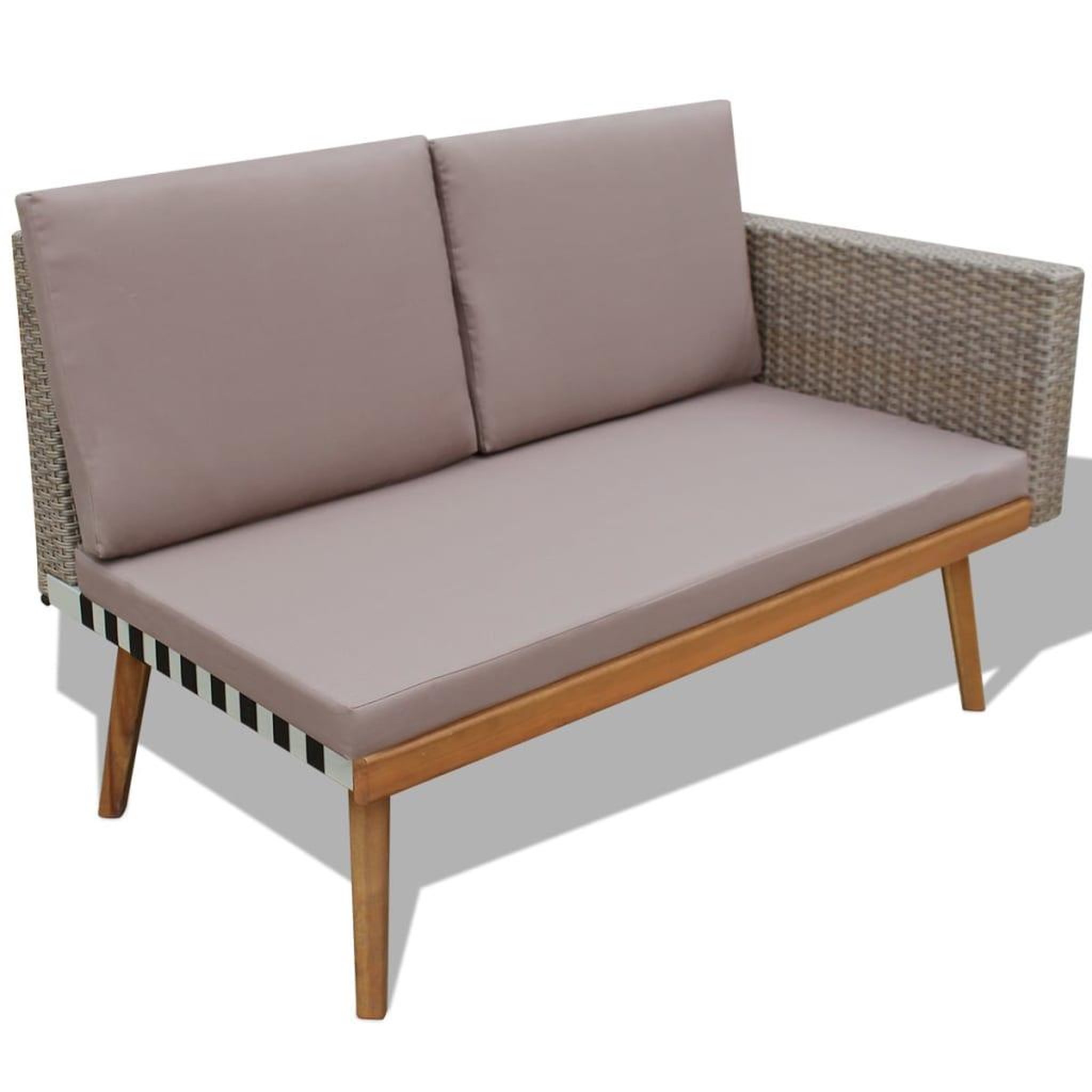 Voir la diapositive 4 : VIDAXL Salon de jardin 4 pcs avec coussins resine tressee gris