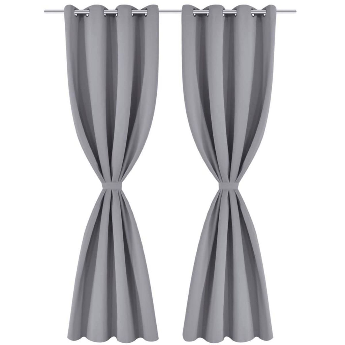VIDAXL Rideau occultant 2 pcs avec œillets metalliques 135x175 cm Gris
