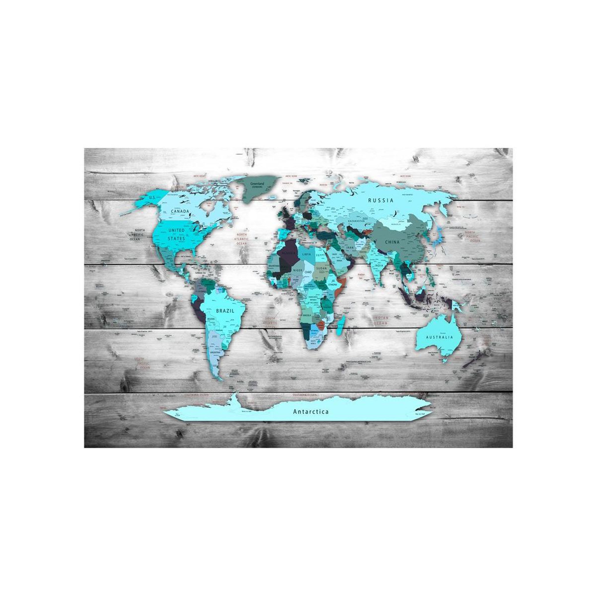 Voir la diapositive 2 : Paris Prix Papier peint  world map : blue continents