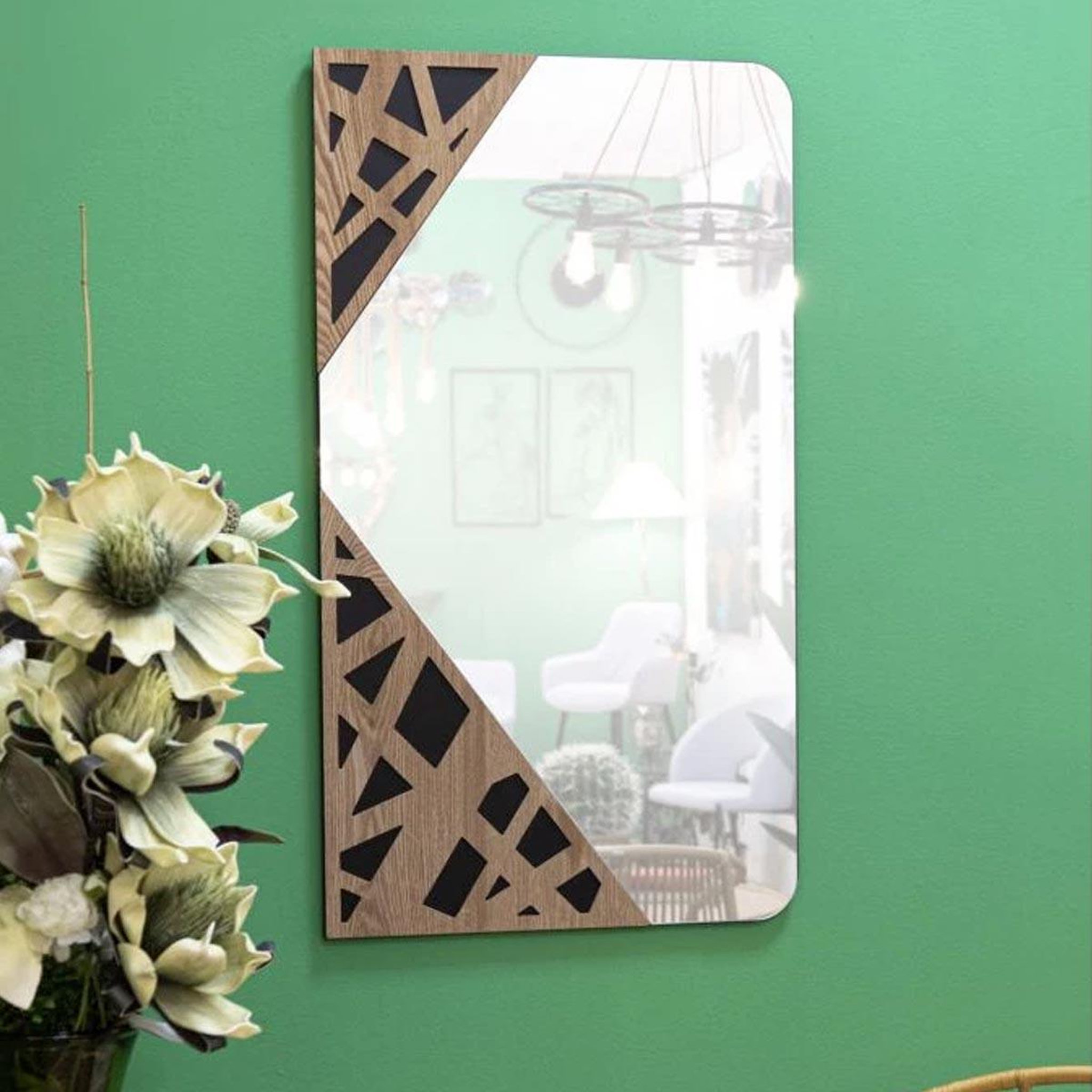 Voir la diapositive 5 : Paris Prix Miroir mural déco  angle  90cm naturel & noir