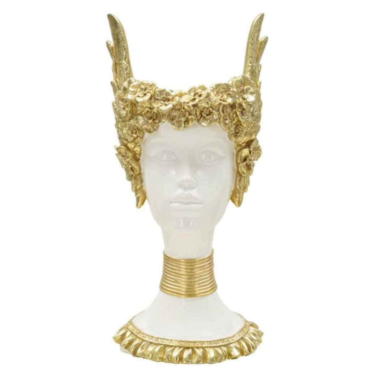 Paris Prix Statuette Buste Femme  Athena  32cm Blanc & Or