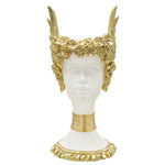 Paris Prix Statuette Buste Femme  Athena  32cm Blanc & Or