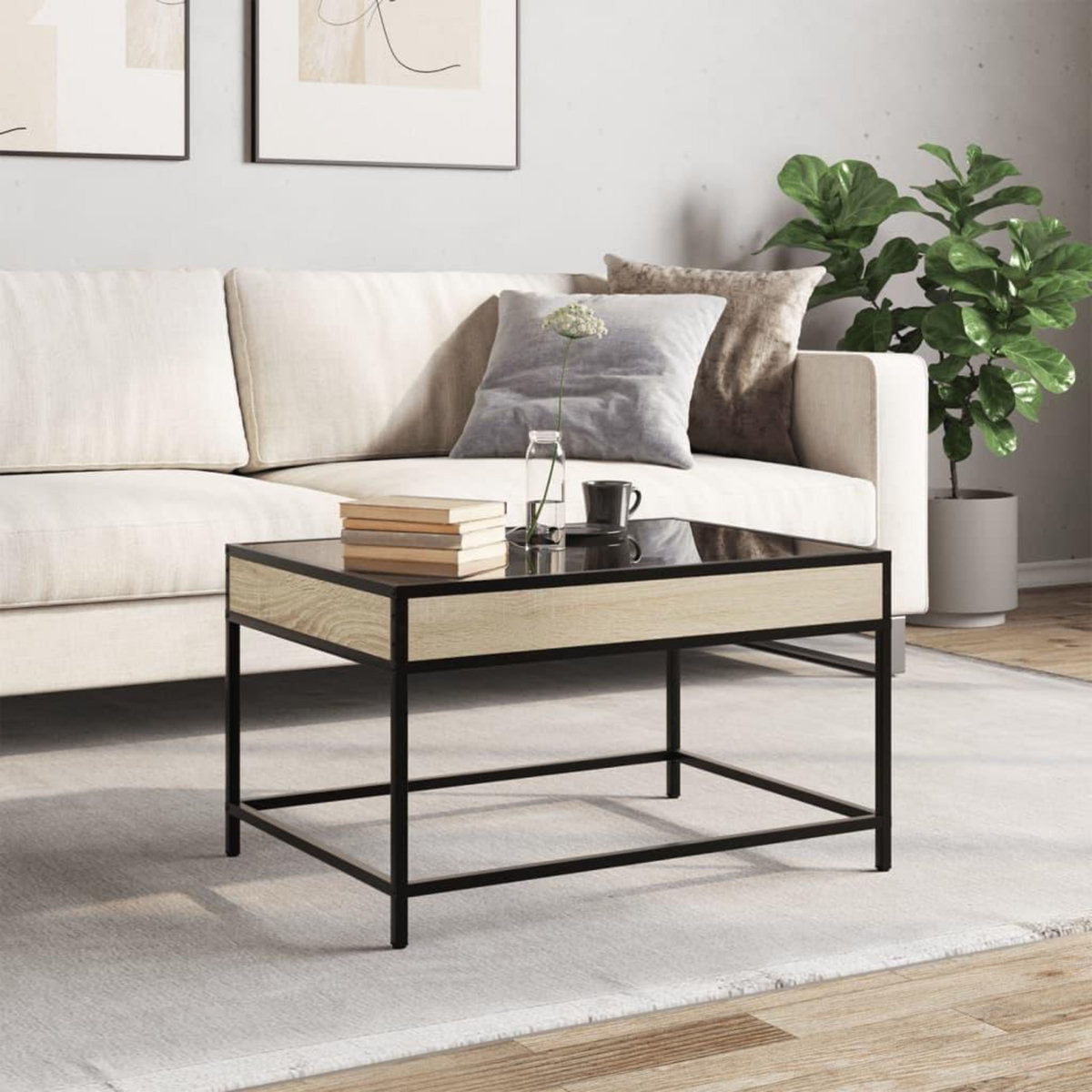 VIDAXL Table basse avec LED infini chene sonoma 70x50x41 cm